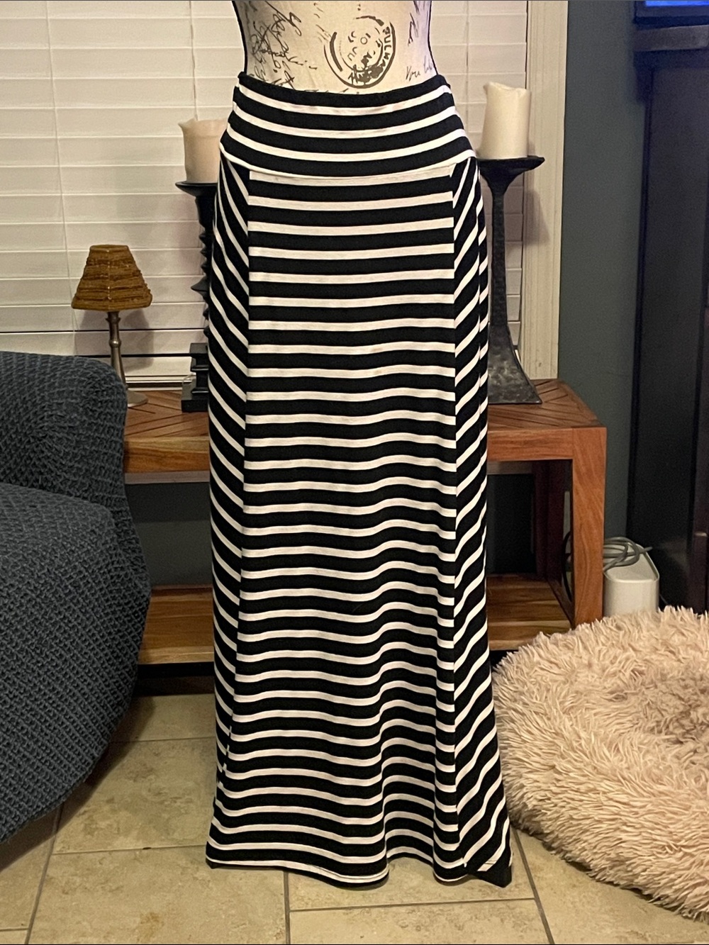 Style & Co. Black and White Striped Maxi Skirt
